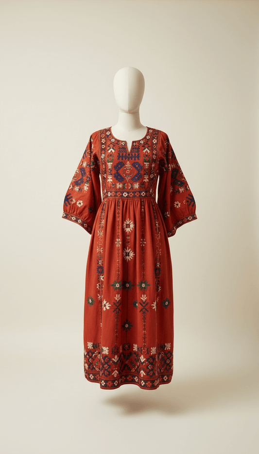 Embroidered Shawl in Bold Hues
